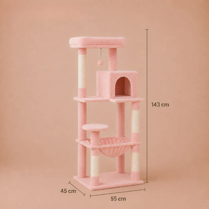 Kitty Gym - Multi Level Cat Tree Scratching Tower with Hammock & Condo