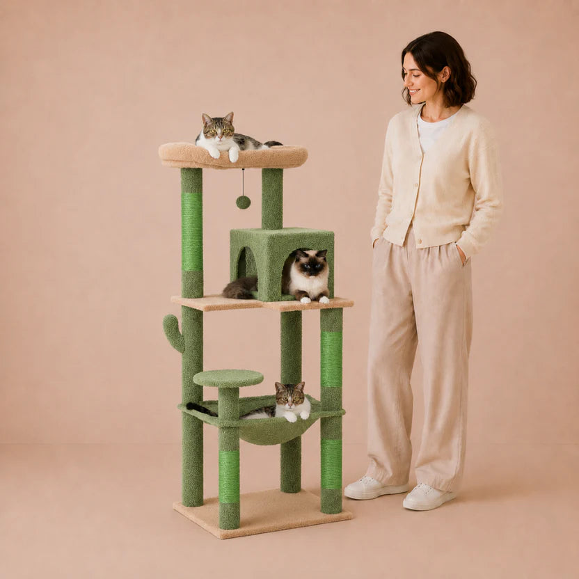 Kitty Gym - Multi Level Cat Tree Scratching Tower with Hammock & Condo