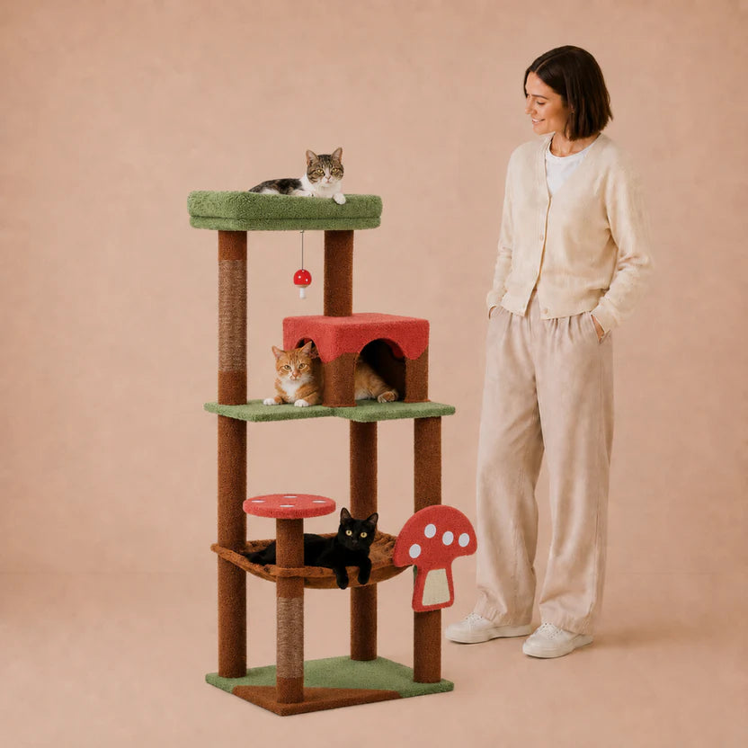 Kitty Gym - Multi Level Cat Tree Scratching Tower with Hammock & Condo