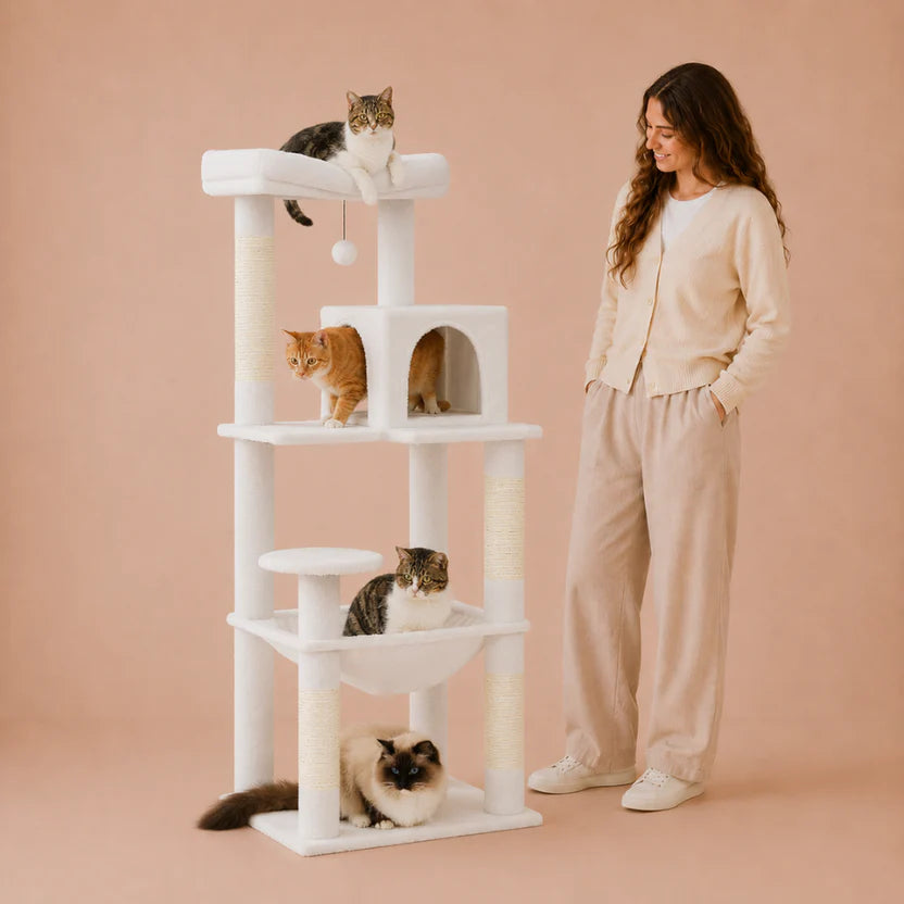 Kitty Gym - Multi Level Cat Tree Scratching Tower with Hammock & Condo