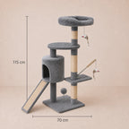 Cedar Cove - Cat Tree Tower and Scratching Post with Condo, Ramp & Interactive Toys