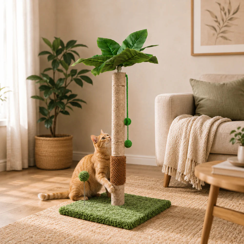 Palm Tree - Sisal Scratching Post with Grooming Brush