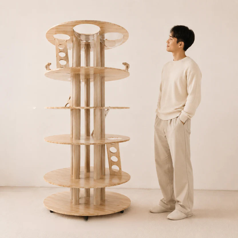 Aero Loft - Multi-Level Wooden Cat Tower with Space Pods