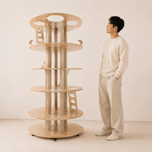 Aero Loft - Multi-Level Wooden Cat Tower with Space Pods