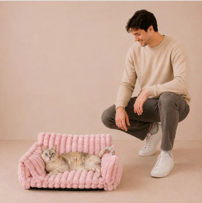 Snoozy Dream - Calming Cozy Cat Sofa Bed With Bolster