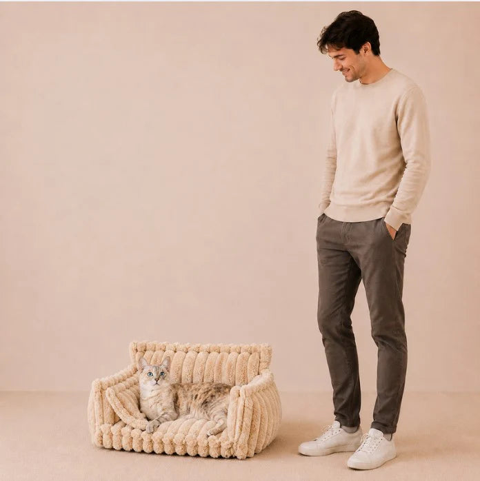 Snoozy Dream - Calming Cozy Cat Sofa Bed With Bolster
