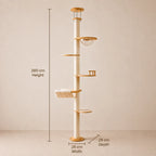 Infinity Climb - Solid Wood Floor-to-Ceiling Cat Tree Tower with Hammock