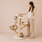 Nature Perch - Solid Wood Cat Tree Tower with Plush Perch & Baskets