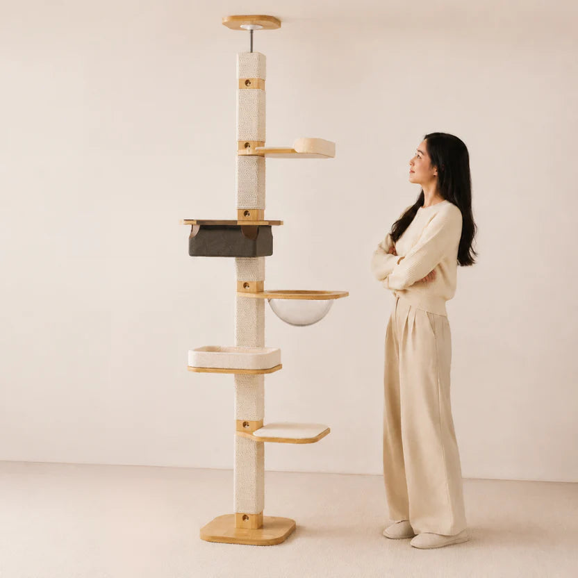 Cloud Trail - Floor-to-Ceiling Cat Tree Tower with Cozy Hammock