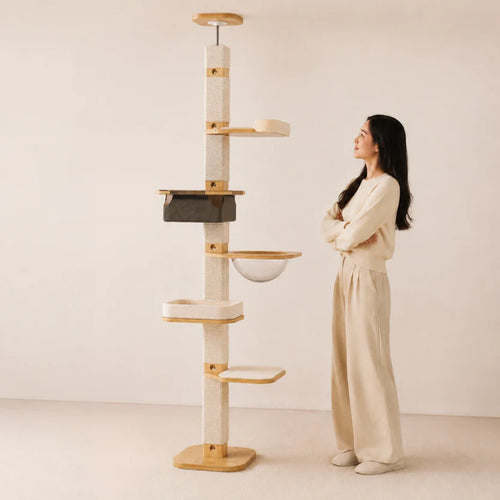 Cloud Trail - Floor-to-Ceiling Cat Tree Tower with Cozy Hammock