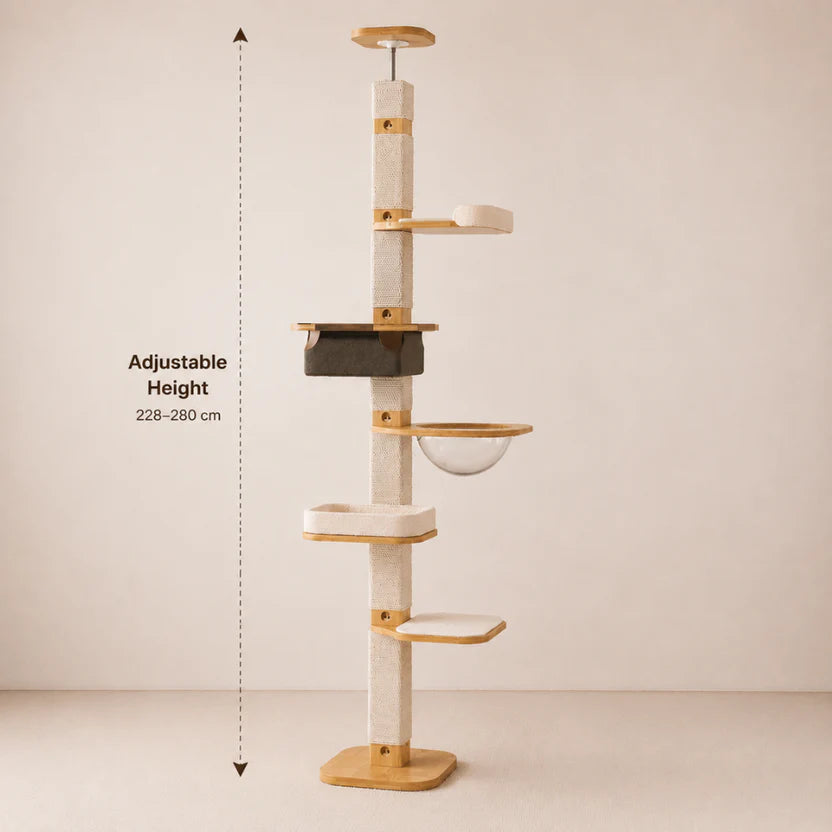 Cloud Trail - Floor-to-Ceiling Cat Tree Tower with Cozy Hammock