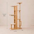 Skyline Perch - Multi-Level Solid Wood Cat Tower with Hammock & Scratcher