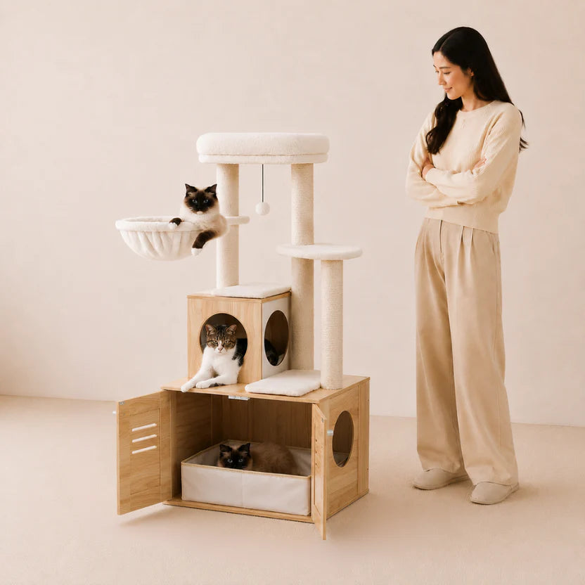 Dream Loft – Cat Tower with Litter Box Enclosure & Hammock