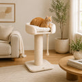 Ivory Nest - Elevated Cat Scratching Post with Plush Bed
