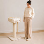 Ivory Nest - Elevated Cat Scratching Post with Plush Bed