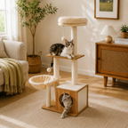Four Level Modern Cat Tree with Hammock Basket