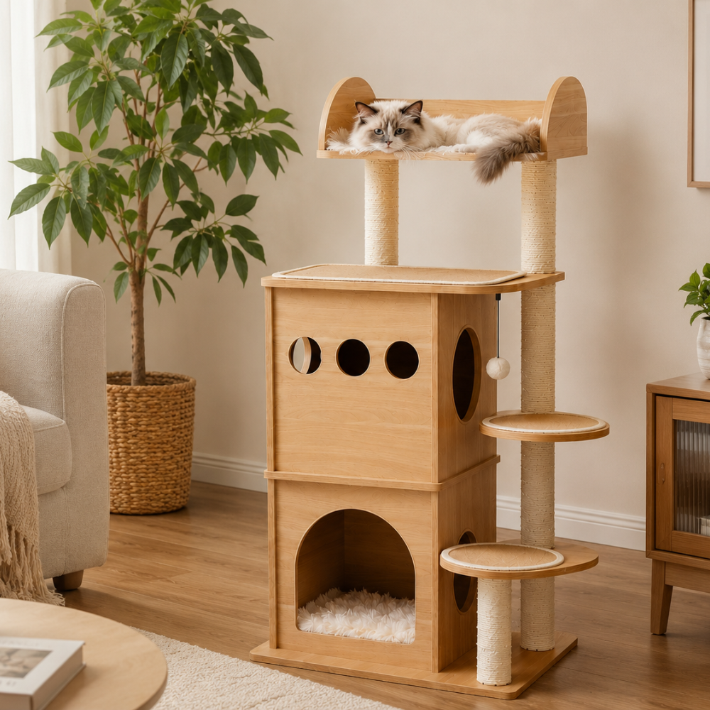 Peekaboo modern cat tree