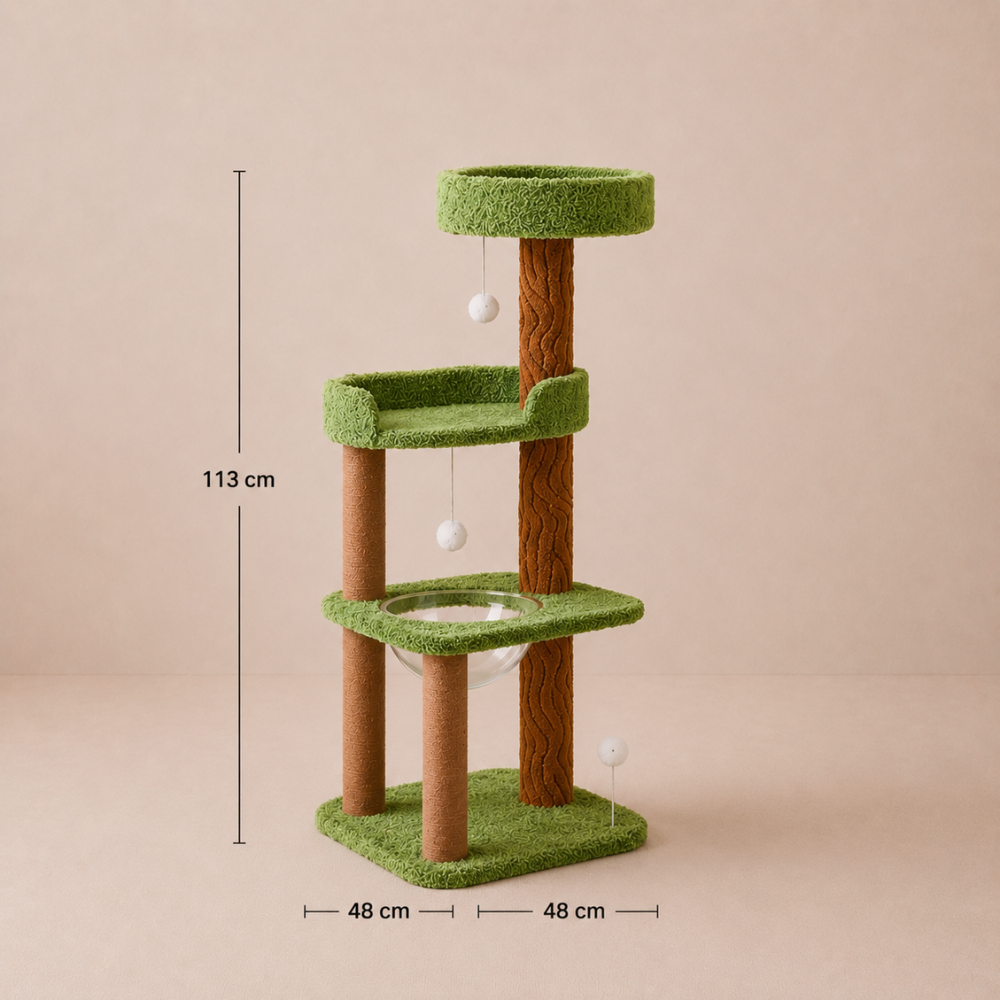 Playful Multi-Level Plush Activity Center Cat Tree with Space Capsule