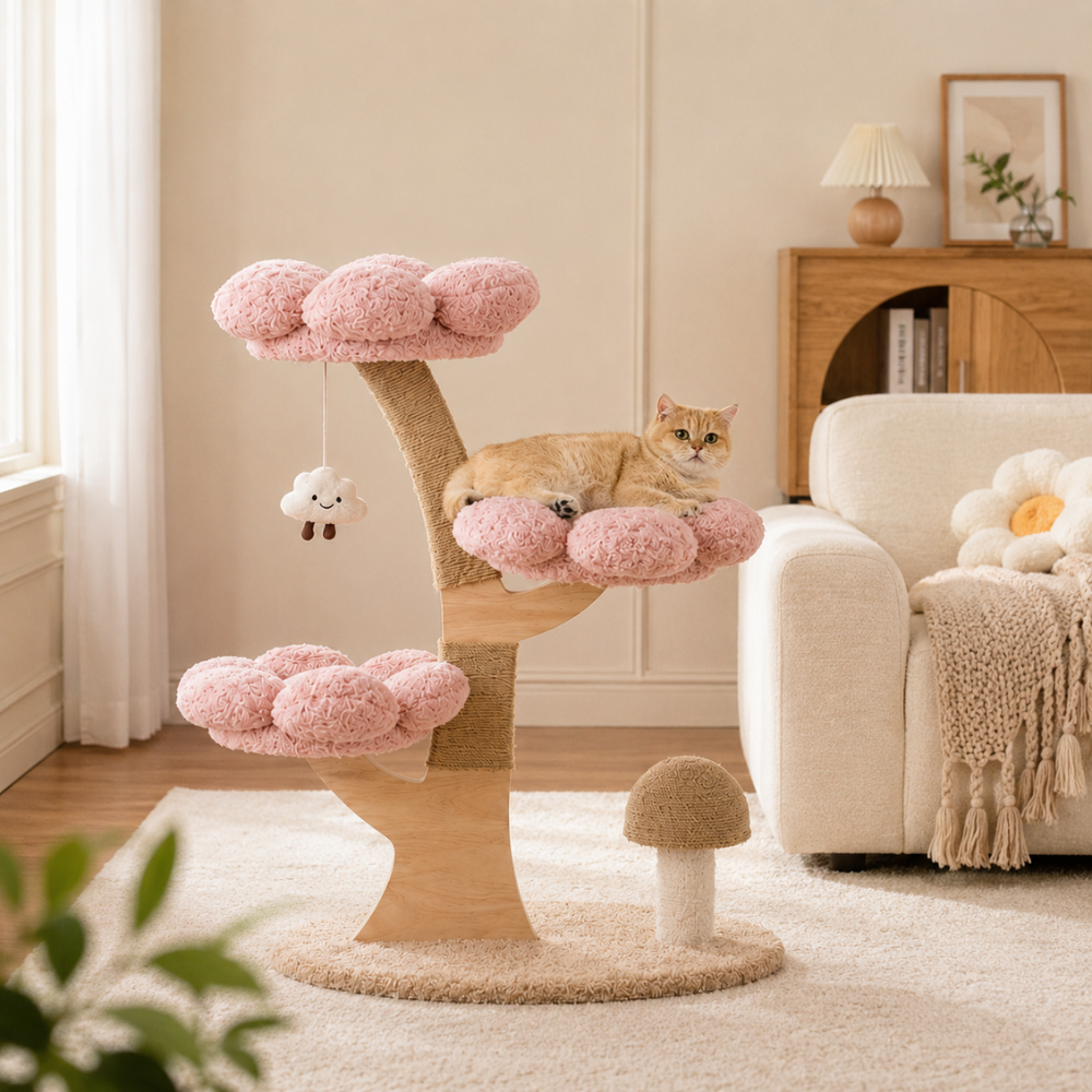 Flower Series Cat Tree – Pink Bloom (3 Platforms)