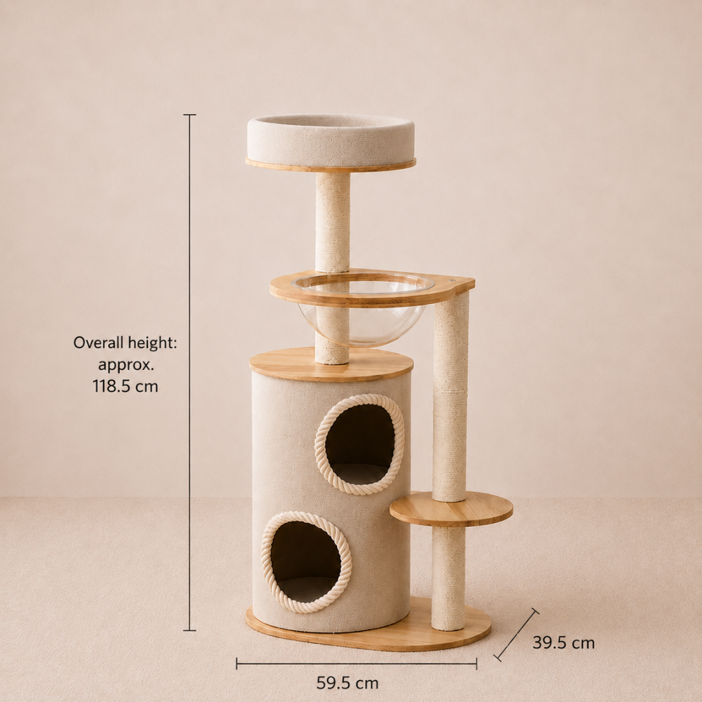 Solid Wood Multi-Level Cat Tree with Condo