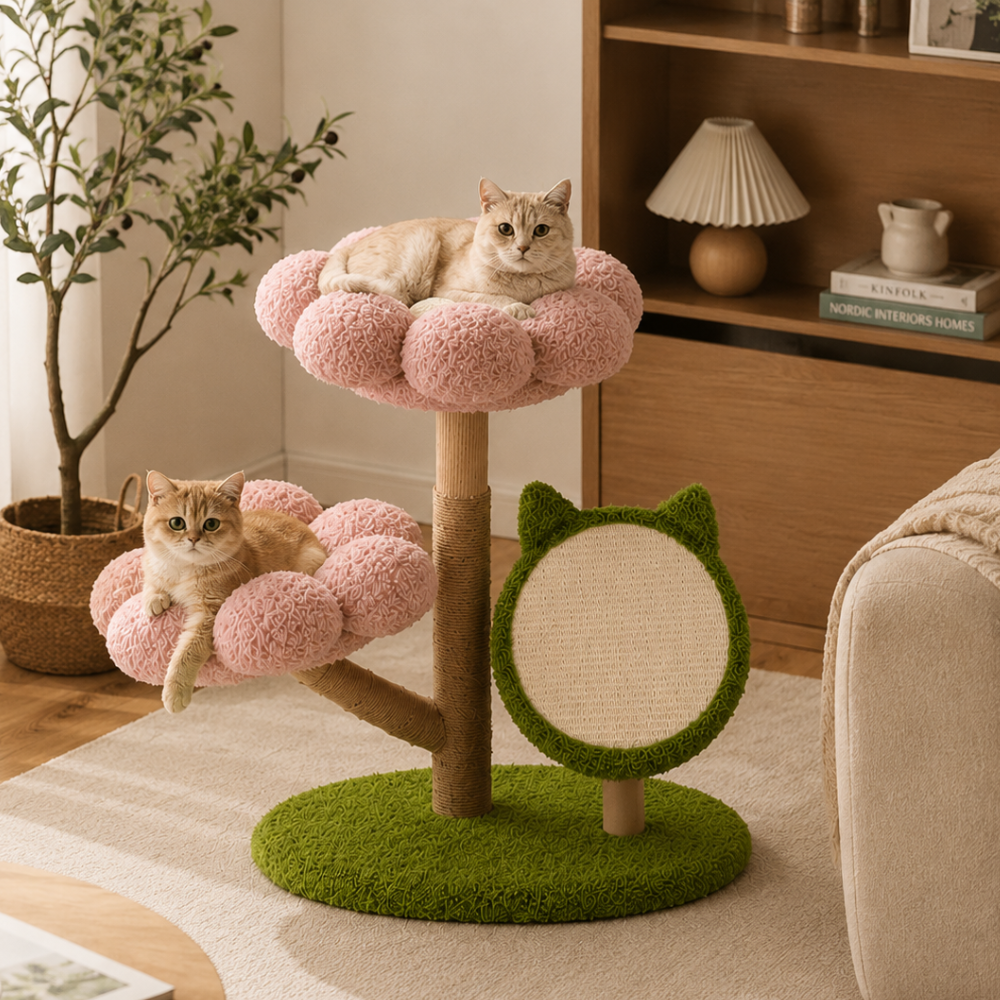 Four Seasons Natural Wood Flower Cat Tree