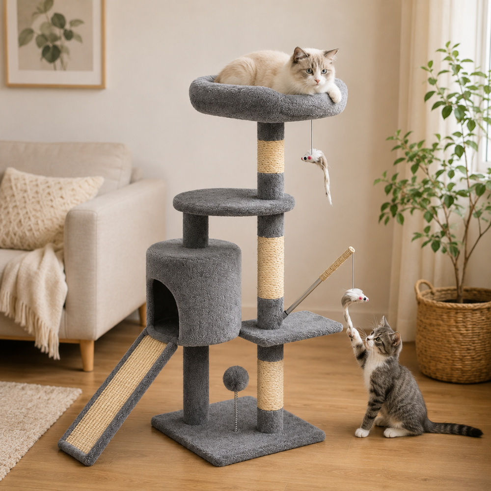 Scratching Post Stable Cat Tree Climbing Tree - 115cm