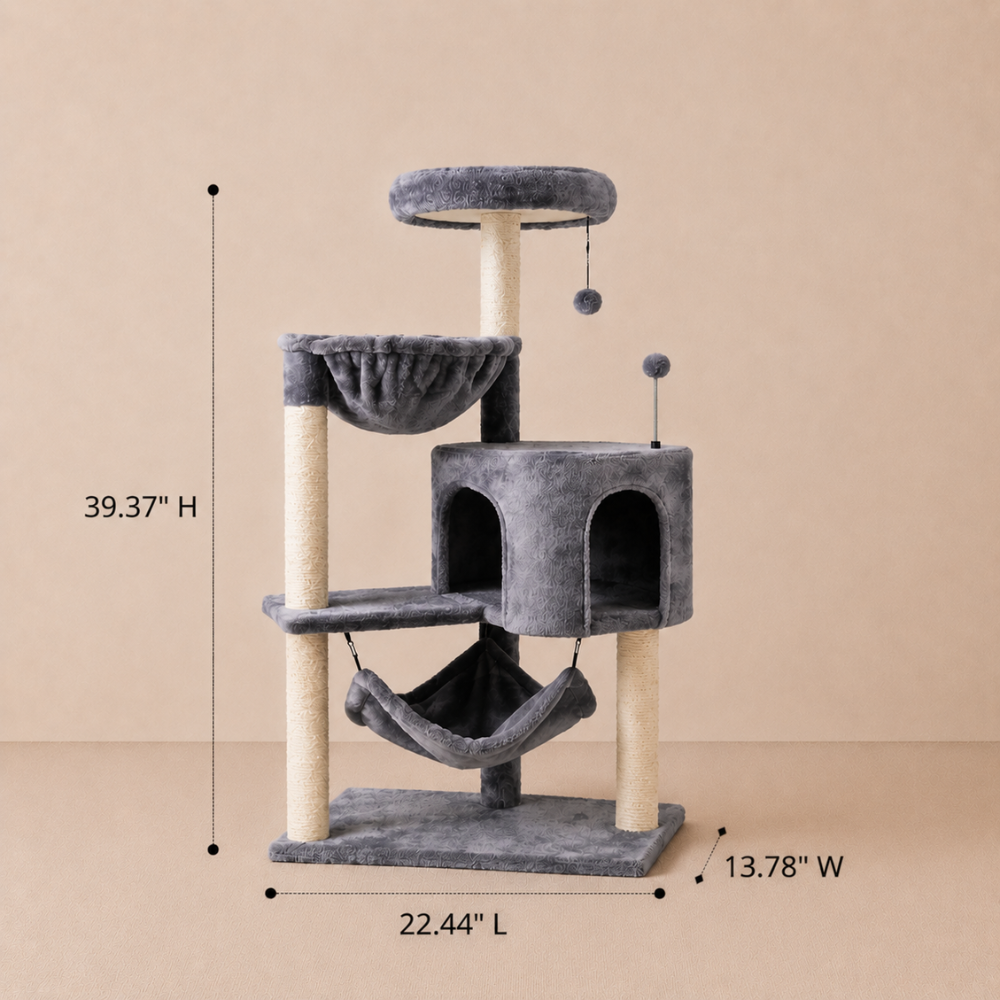 Cat Tree with Cat Condo and Big Hammock