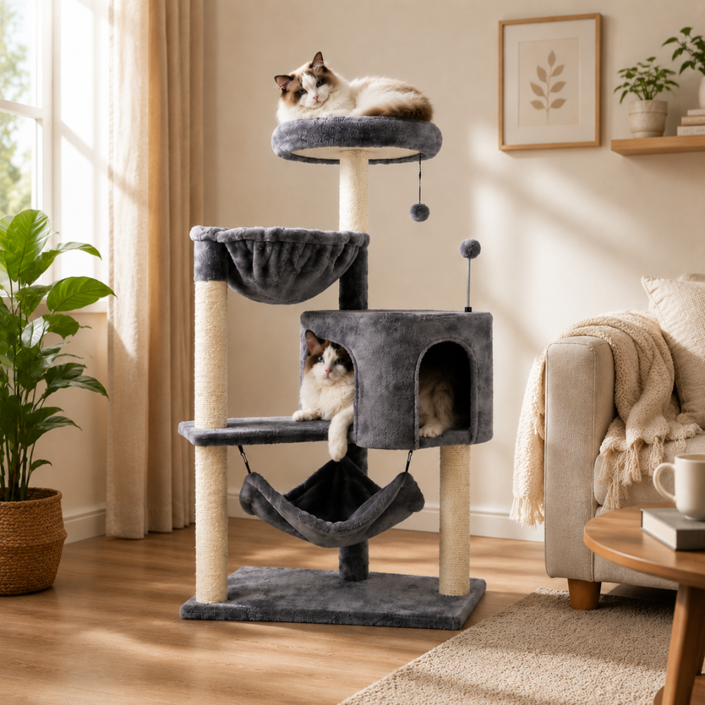 Cat Tree with Cat Condo and Big Hammock