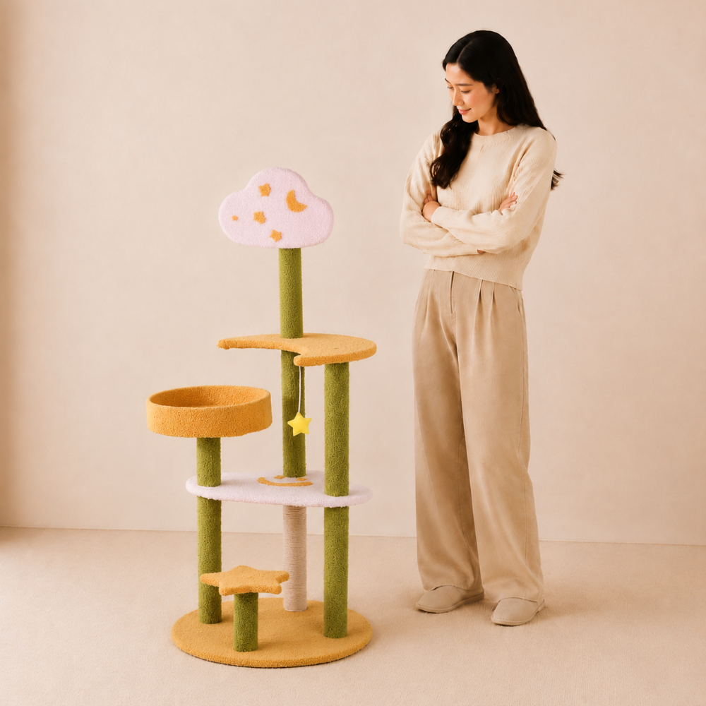 'Moon and Stars' 4-layer cloud cat tree