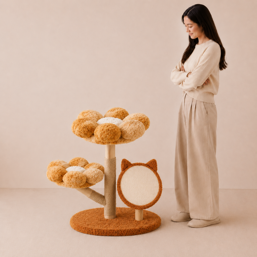 Four Seasons Natural Wood Flower Cat Tree