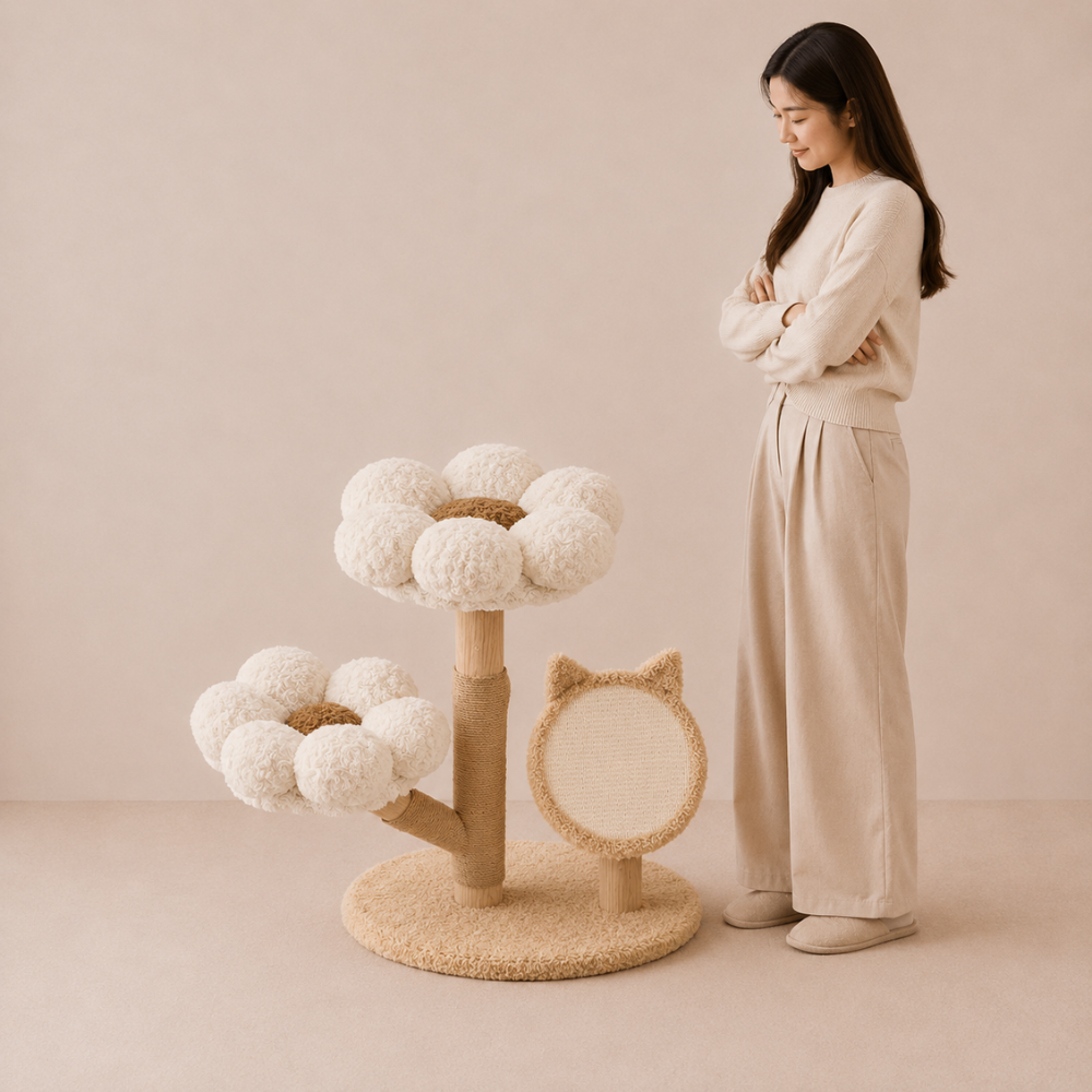 Four Seasons Natural Wood Flower Cat Tree