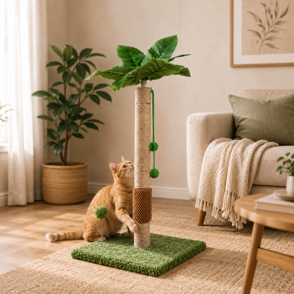 Sisal Cat Scratching Post with Grooming Brush