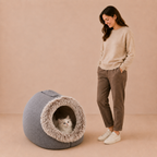 Warm Enclosed Portable Cat Bed with Sleeping Mat