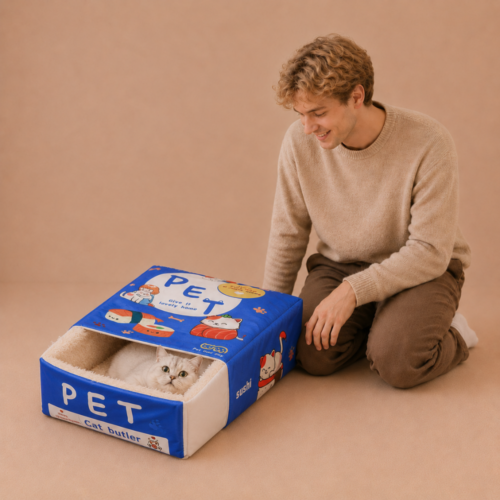 Snack Box, Cat Bed for Pets, Rectangular Fully Enclosed Safe Cookie Container