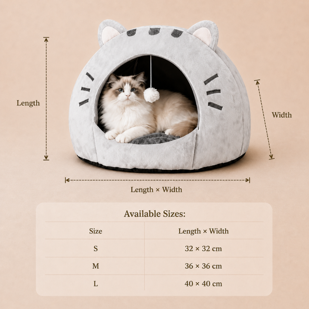 Cozy Hooded Cat Bed