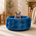 Deep Nest Cat Bed for Small Pets up to 15lbs – Plush Washable Round Bed