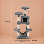 Cat Tree with Condo,Tunnel & Hammock Bed - 141cm