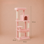 Road Cat Tree Scratching Post Multi-Level Play Tower with a Large Hammock