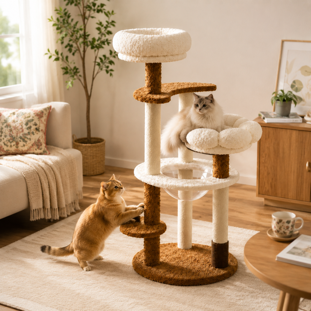 Natural Bloom Multi-Platform Cat Tree