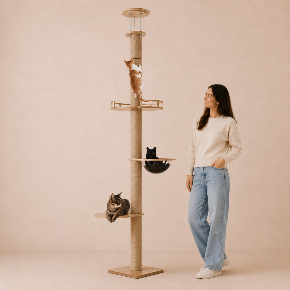 Cat Tree Wood Tower Scratching Post Scratcher
