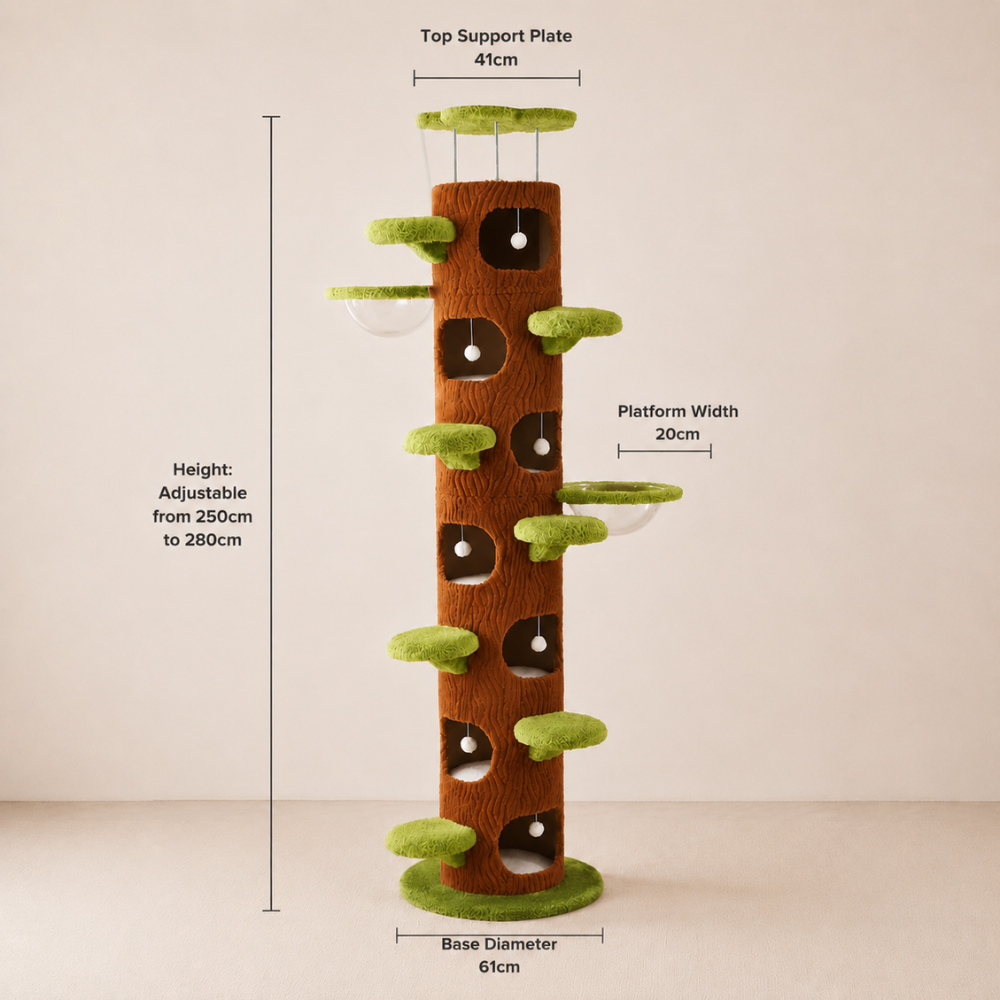9-Level Floor-to-Ceiling Cat Tower with 7 Hideouts
