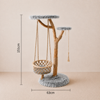 Modern Cat Tree with Hanging Hammock