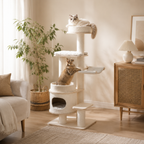 Multi-Tier Plush & Sisal Deluxe Cat Tree - 153cm