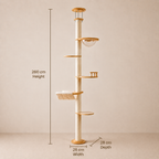 Solid Wood Adjustable Ceiling-Mounted Cat Tower - Style B