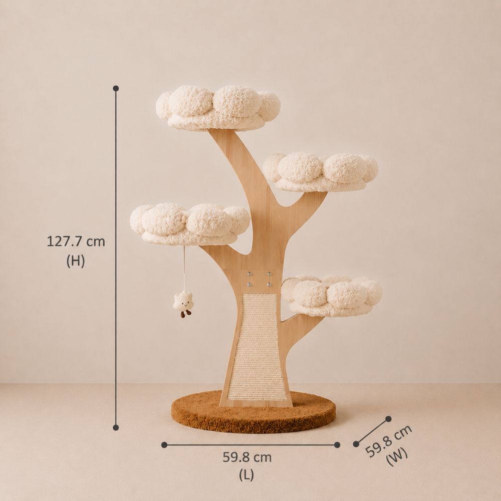 Flower Series Cat Tree – White Bloom (4 Platforms)