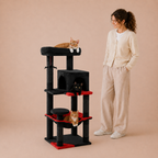 Road Cat Tree Scratching Post Multi-Level Play Tower with a Large Hammock