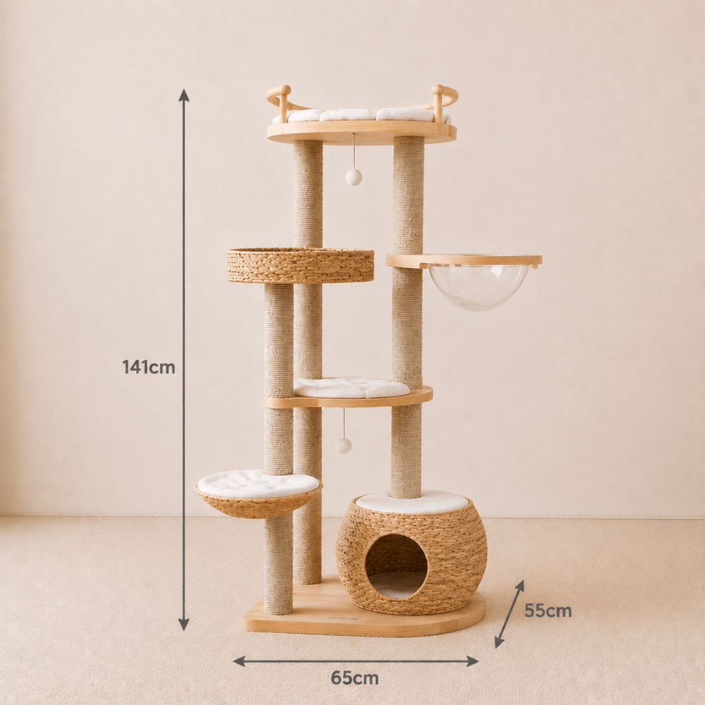 SturdyPine Stylish Wood Cat Tree
