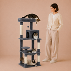 Road Cat Tree Scratching Post Multi-Level Play Tower with a Large Hammock