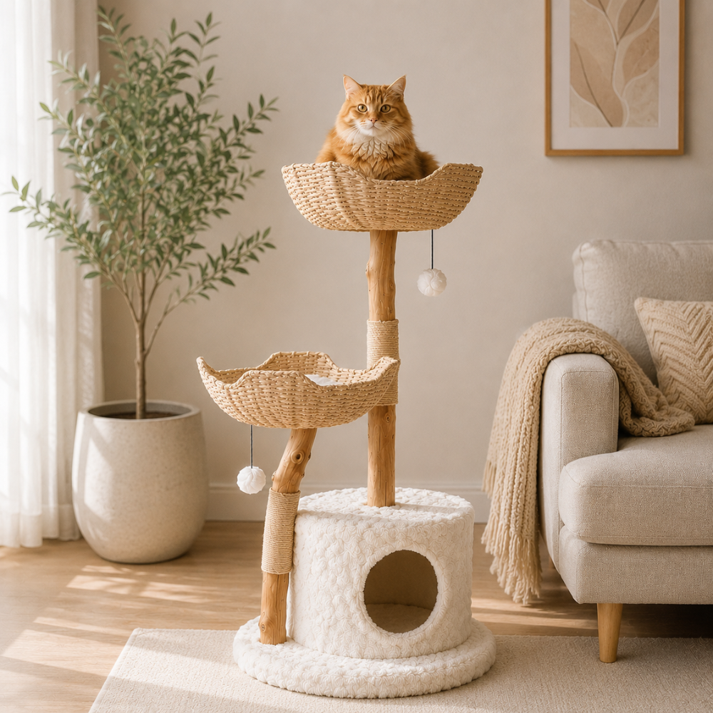 115cm Modern Wood Cat Tree