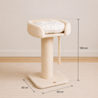 High Bed Cat Scratch Post - Cream Plush